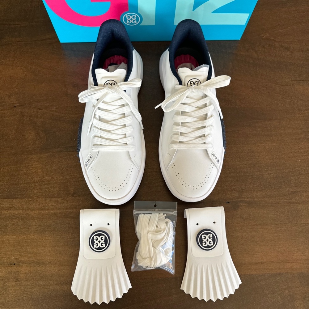 G/Fore Womens Leather Kiltie G.112 Golf Shoes SneakerS Snow/Twilight Sz 9.5 NEW - Picture 2 of 10